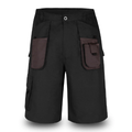 Black shorts with brown pockets on a white background