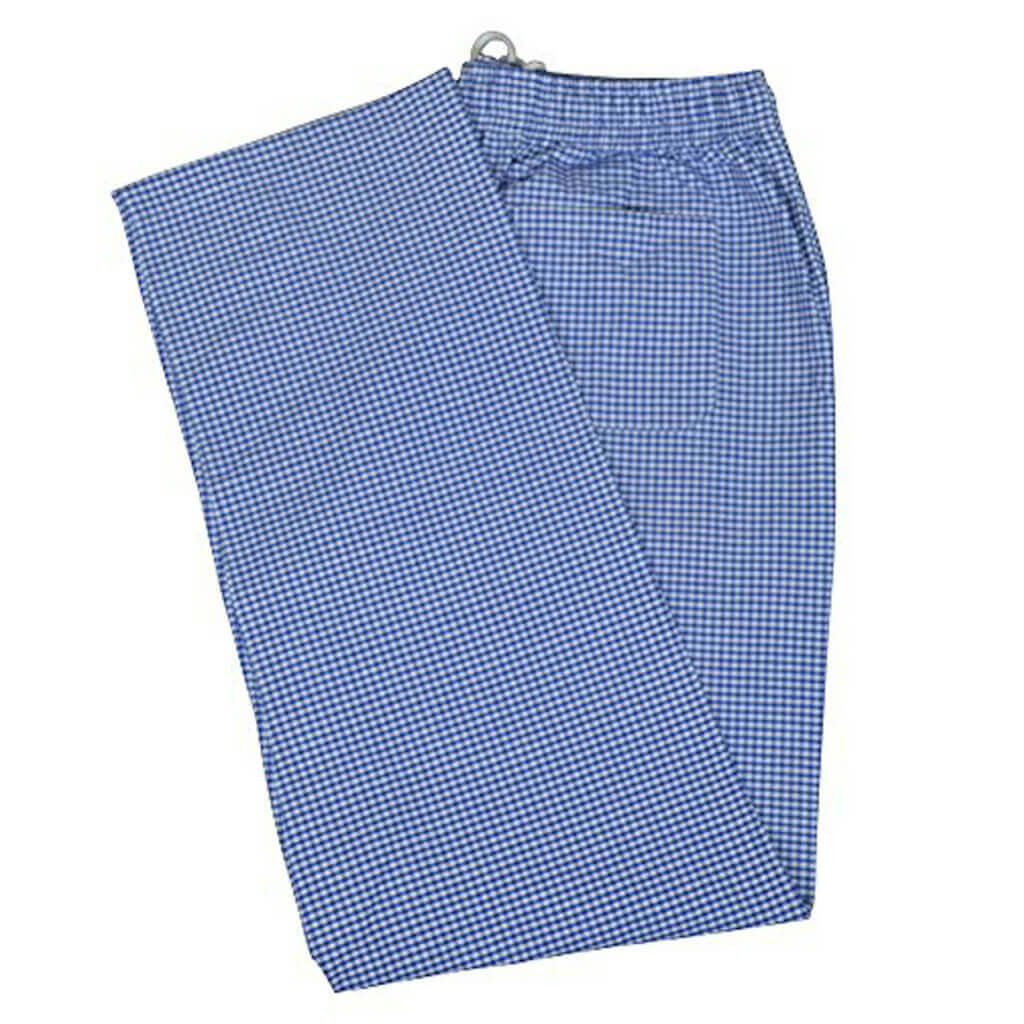 Blue checkered chef trouser on a white background