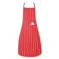 Red apron with white stripes on a white background