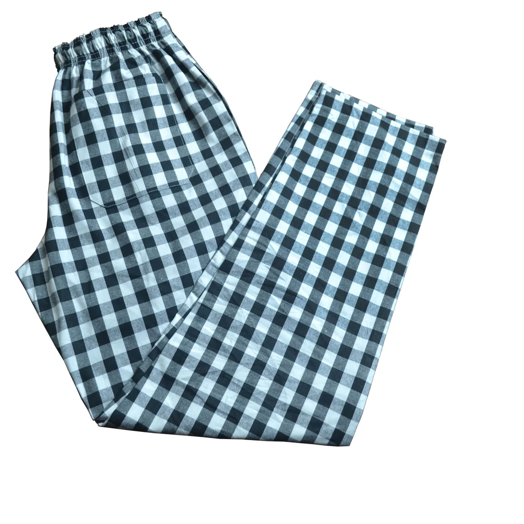 Black and white checkered chef trouser on a white background