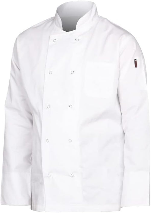 Visible button long sleeve white chef jacket main image