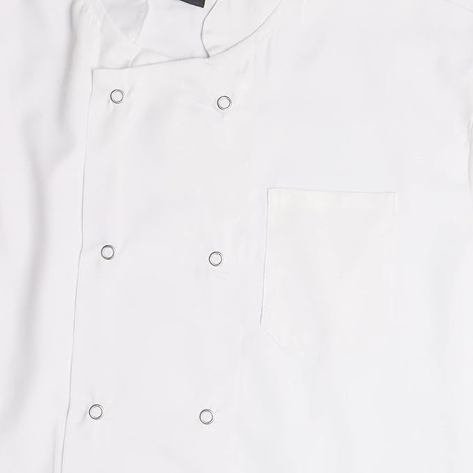 Visible button long sleeve white chef jacket front buttons