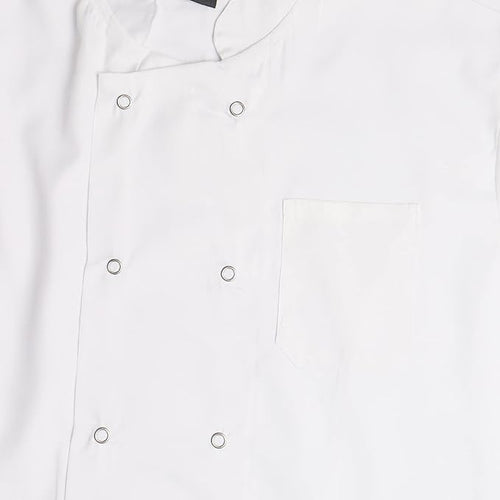 Visible button long sleeve white chef jacket front buttons