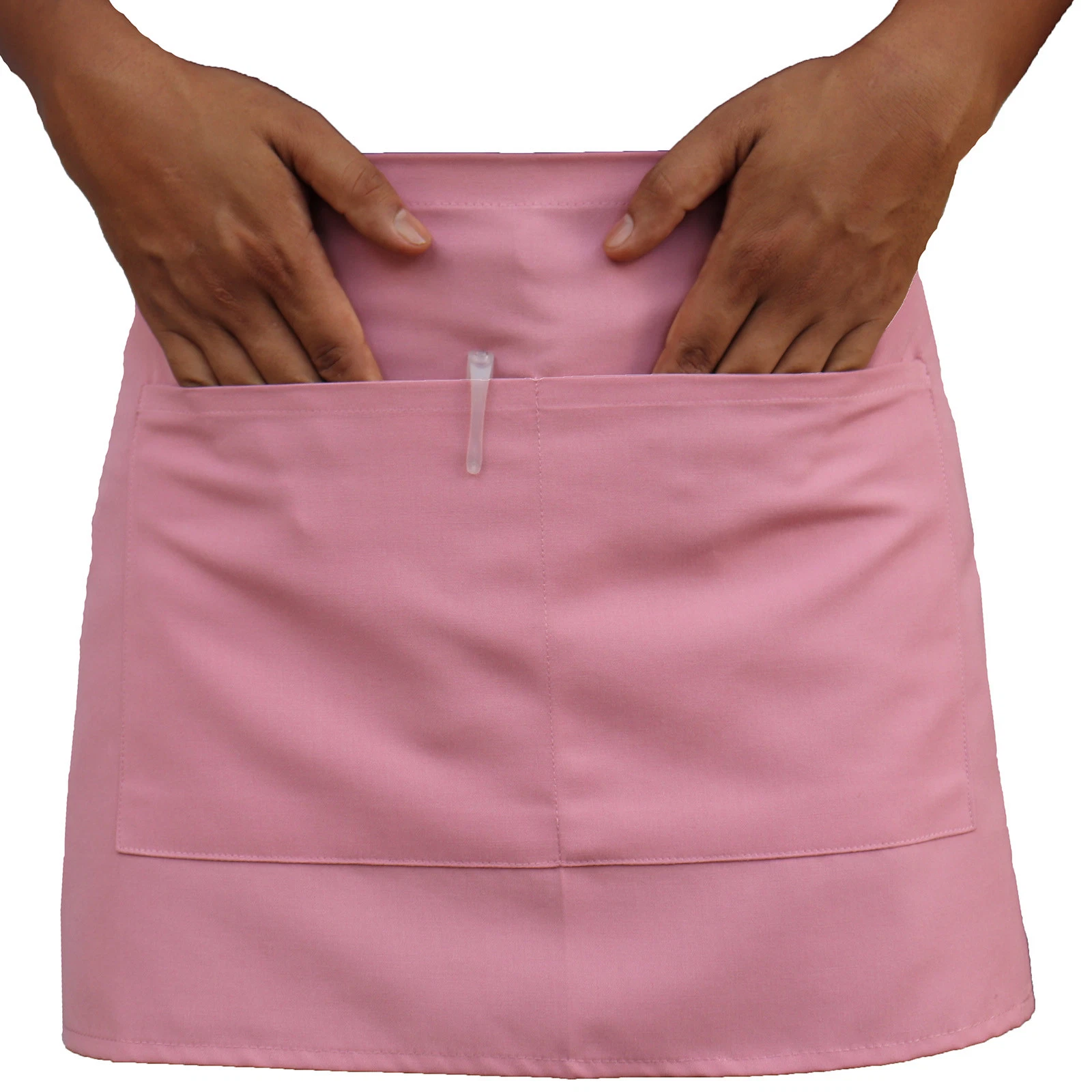 Pink waist apron with pockets on a white background